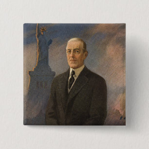 Statue of Liberty & President Woodrow Wilson 2 Inch Square Button
