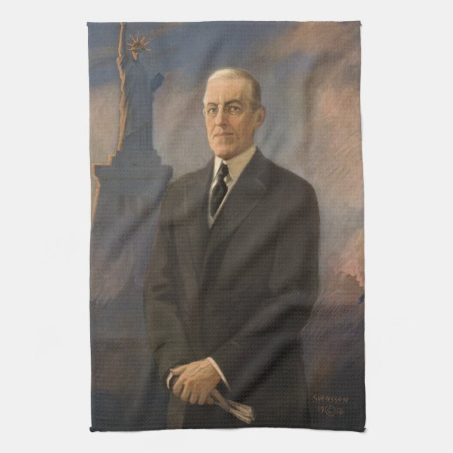 Statue of Liberty & President Woodrow Wilson Kitchen Towel (Vertical)