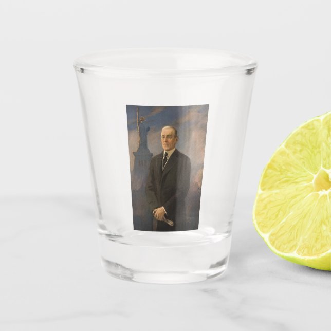 Statue of Liberty & President Woodrow Wilson Shot Glass (Front)