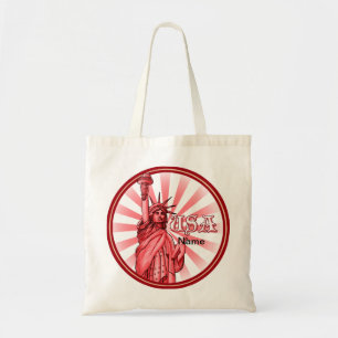 Statue of Liberty Red USA Tote Bag