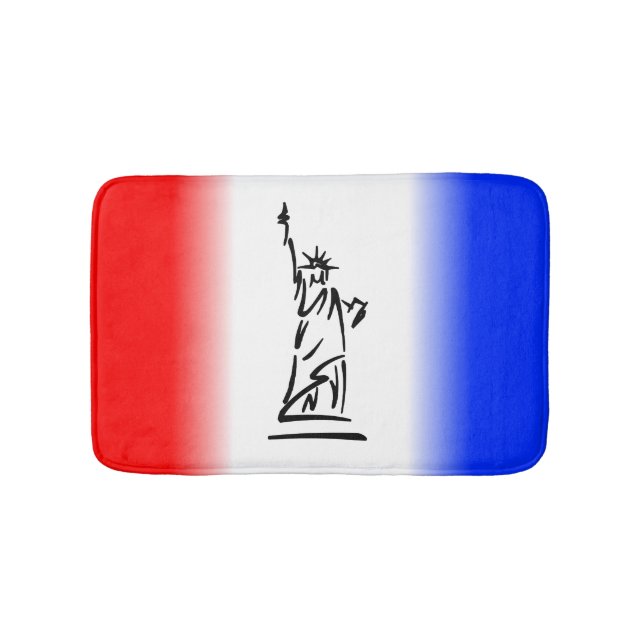 Statue of Liberty Red White Blue Stripe Bath Mat (Front)