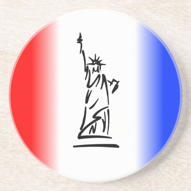 Statue of Liberty Red White Blue Stripe Coaster (Front)