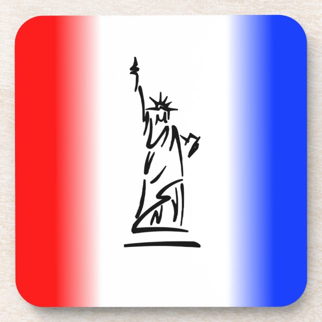 Statue of Liberty Red White Blue Stripe Coaster (Front)