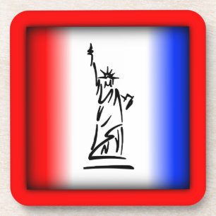 Statue of Liberty Red White Blue Stripe Coaster