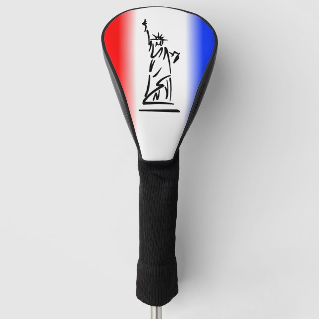 Statue of Liberty Red White Blue Stripe Golf Head Cover (Front)