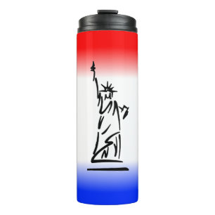 Statue of Liberty Red White Blue Stripe Thermal Tumbler