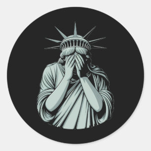 Statue Of Liberty Sad America Classic Round Sticker