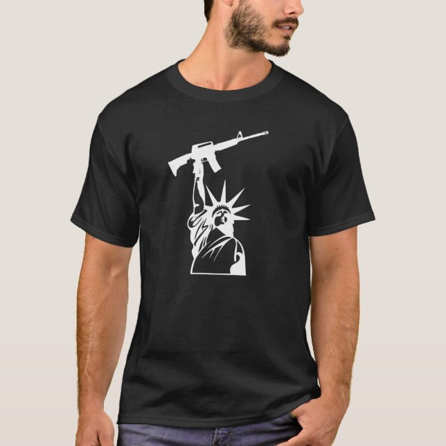 Statue of Liberty Second Amendment - Assault Rifle T-Shirt (Front)