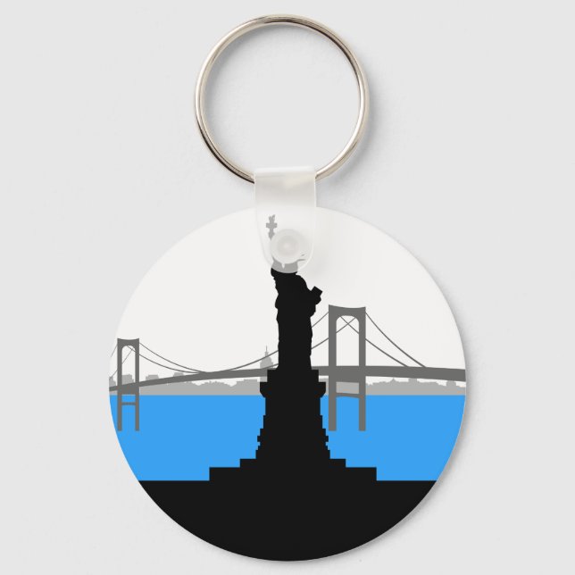 Statue of Liberty Silhouette New York Skyline Keychain (Front)