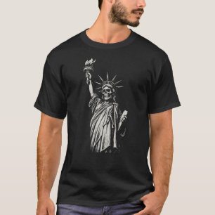 Statue of Liberty Skull Torch Illustration T-Shirt