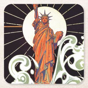 Statue of Liberty Square Paper Coaster