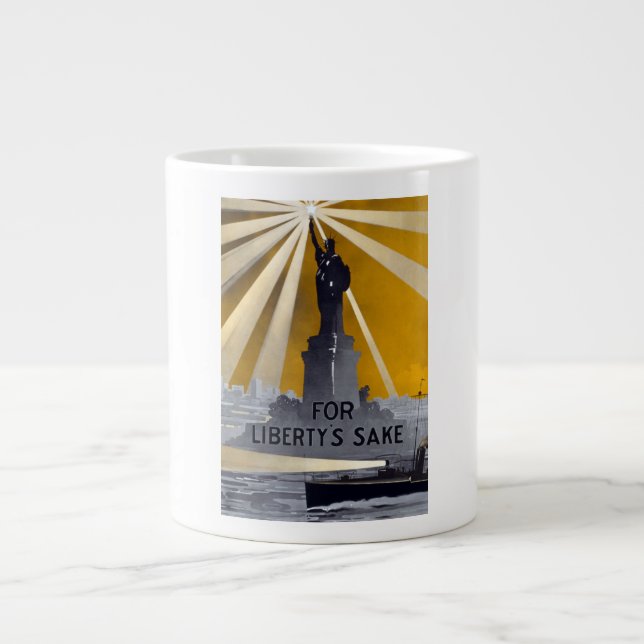 Statue of Liberty Torch & US Navy World War II    Large Coffee Mug (Front)