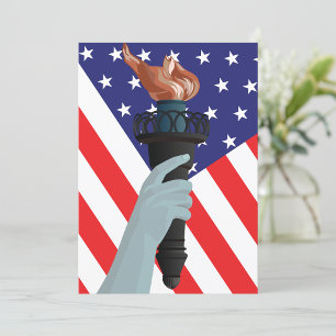 Statue of Liberty Torch with American Flag  Invitation