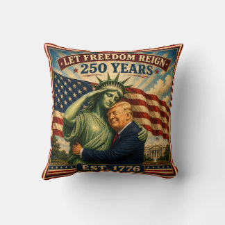 Statue of Liberty Trump USA 250 Years July 4 Love Throw Pillow