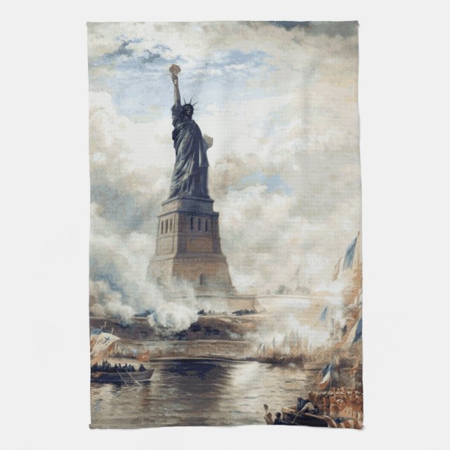 Statue of Liberty Unveiling 1886 Kitchen Towel (Vertical)