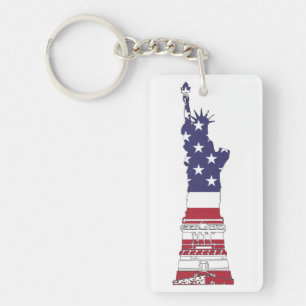 Statue of Liberty, USA Flag, Stars & Stripes Keychain