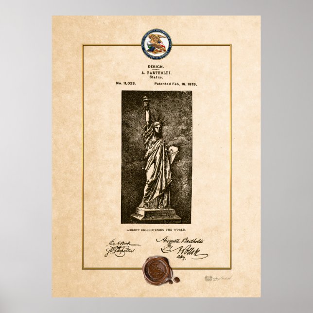 Statue of Liberty Vintage Patent Document Poster (Front)