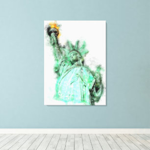Statue of Liberty Watercolor Close-up Portrait Canvas Print