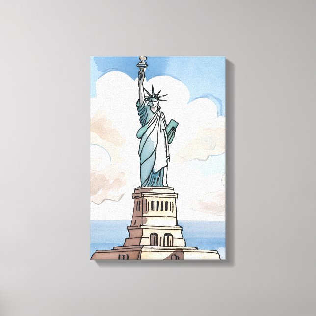 Statue of Liberty | Watercolor Landmark Canvas Print (Front)