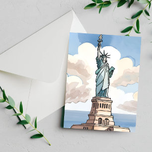 Statue of Liberty   Watercolor Landmark Card