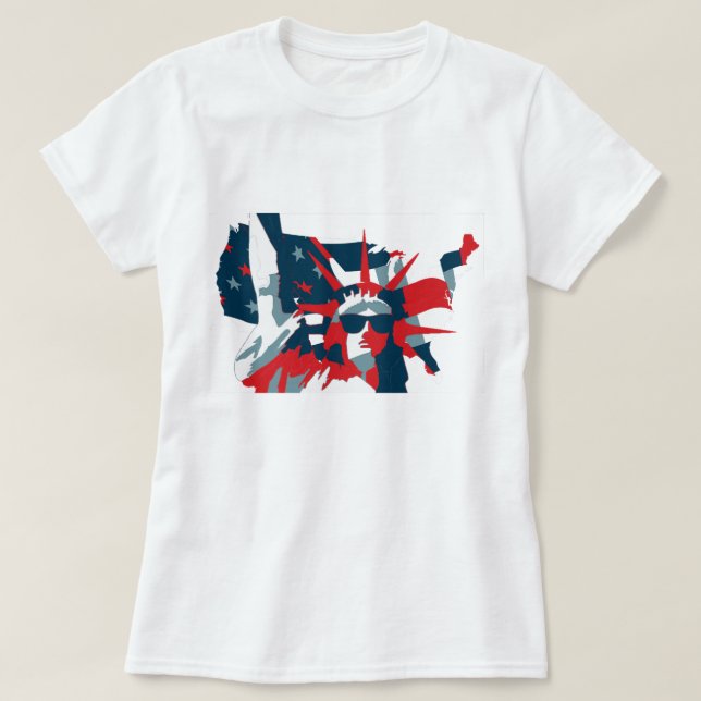 Statue of Liberty Wearing Sunglasses T-Shirt (Design Front)