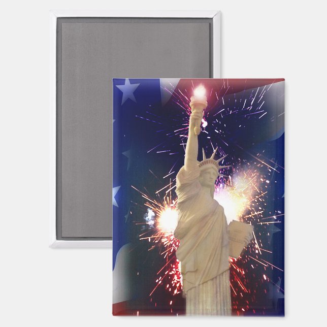 Statue of Liberty with 4th of July Fireworks  Magnet (Front/Back)