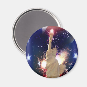 Statue of Liberty with 4th of July Fireworks  Magnet