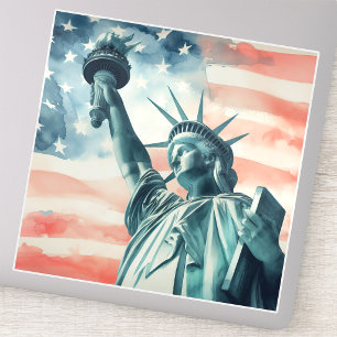 Statue of Liberty with American flag
