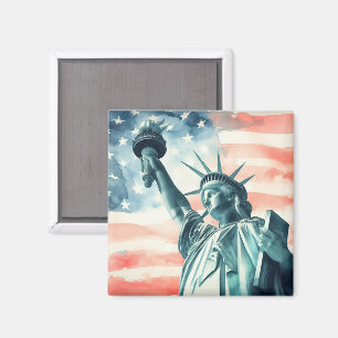 Statue of Liberty with American flag Magnet