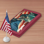 Statue of Liberty With American Flag Personalized Trifold Wallet<br><div class="desc">Your name with the Statue of Liberty holding up her torch in front of the American flag.</div>