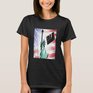 Statue Of Liberty With American Flag T-Shirt