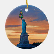 Statue of Liberty with Christmas Tree
