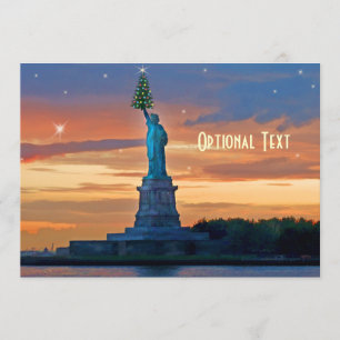 Statue of Liberty with Christmas Tree Custom Invitation