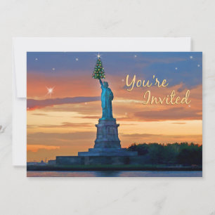 Statue of Liberty with Christmas Tree Invited Invitation