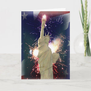 Statue of Liberty with Fireworks for 4th of July Card