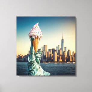 Statue of Liberty With Ice Cream Cone Canvas Print