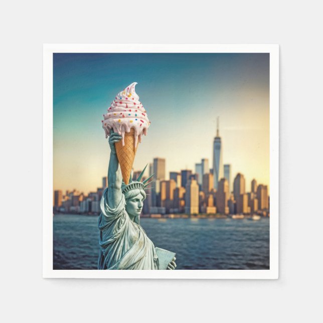 Statue of Liberty With Ice Cream Cone Napkin (Front)