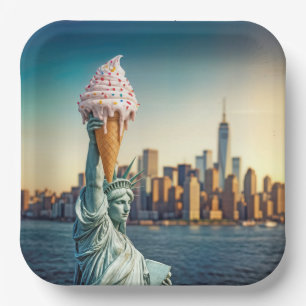 Statue of Liberty With Ice Cream Cone Paper Plate