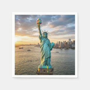 Statue of Liberty With Rainbow Ice Cream Cone Napkin