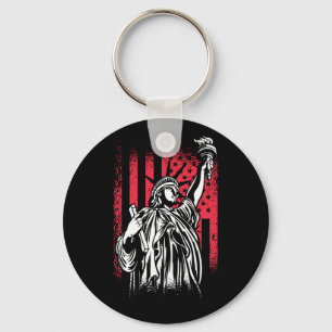 Statue Of Liberty With USA Flag Keychain