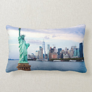 Statue of Liberty with World Trade Center Lumbar Pillow