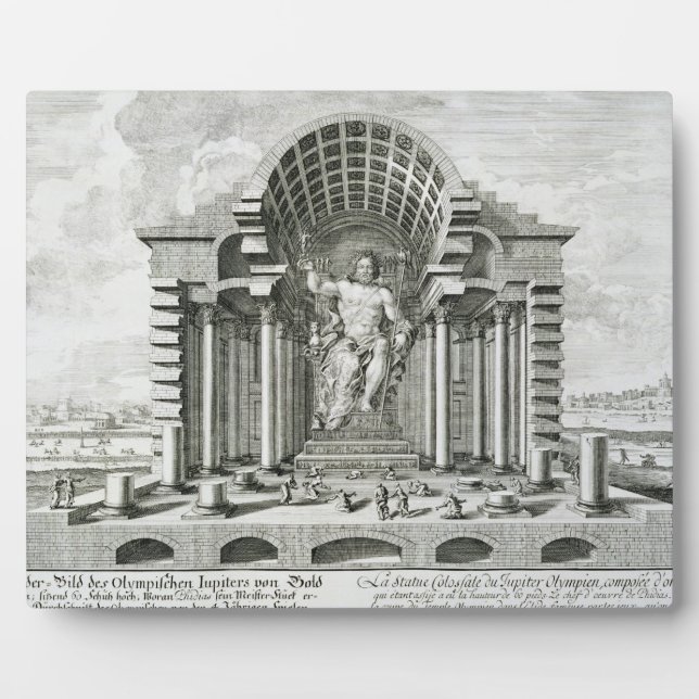 Statue of Olympian Zeus, made by Phidias in gold a Plaque (Front)