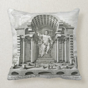 Statue of Olympian Zeus, made by Phidias in gold a Throw Pillow