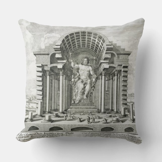 Statue of Olympian Zeus, made by Phidias in gold a Throw Pillow (Front)