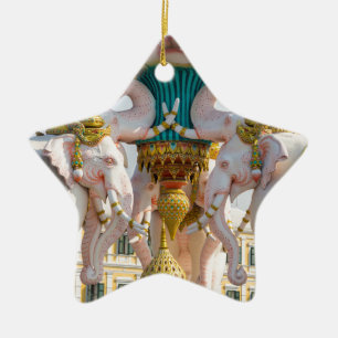 Statue of pink elephants Bangkok Thailand Ceramic Ornament