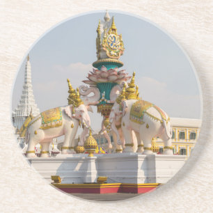 Statue of pink elephants Bangkok Thailand Coaster