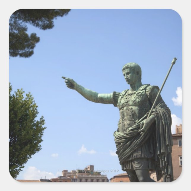 Statue of Roman emperor near the Roman Forum Square Sticker (Front)