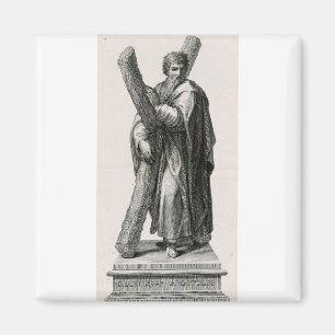 Statue of Saint Andrew Apostle with cross Magnet