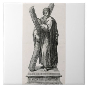 Statue of Saint Andrew Apostle with cross Tile