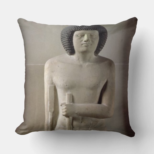 Statue of Sepa, Old Kingdom (painted limestone) Throw Pillow (Front)